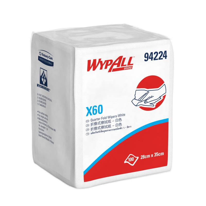 แผ่นเช็ดอุตสาหกรรม X60 (Wypall* X60 Quater Fold Wipers)