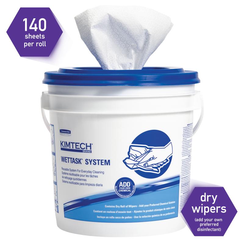แผ่นเช็ดเปียก ชนิดเติมน้ำยาเอง(KIMTECH PREP* Wipers for the WETTASK* System Bleach, Disinfectants & Sanitizers - bucket)